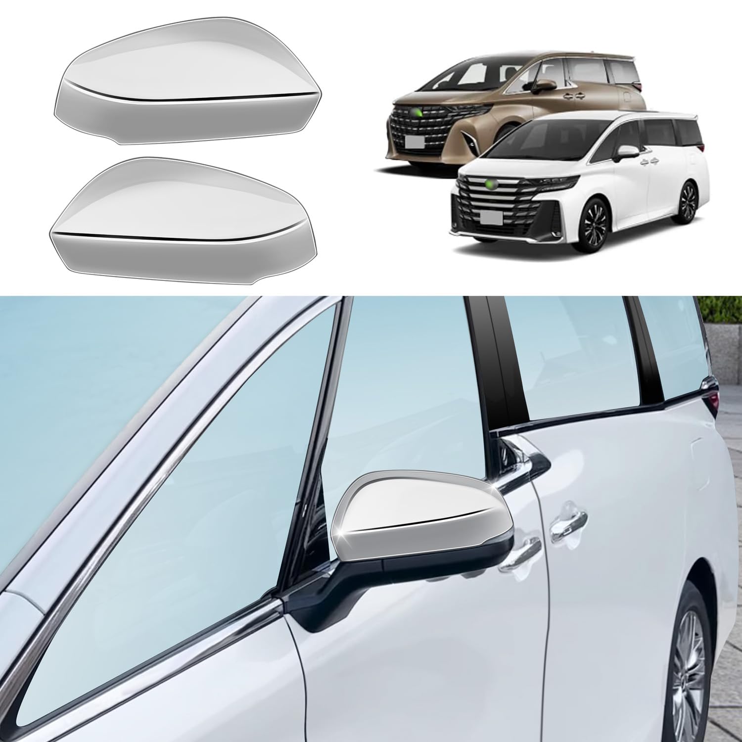 新型アルファード40系 AAHH40W AAHH45W ハイブリッド ヴェルファイア40系 TAHA40W TAHA45W Z EL パーツ サイドミラーガーニッシュ サイドミラーカバー ABS樹脂製 2P(シルバー)