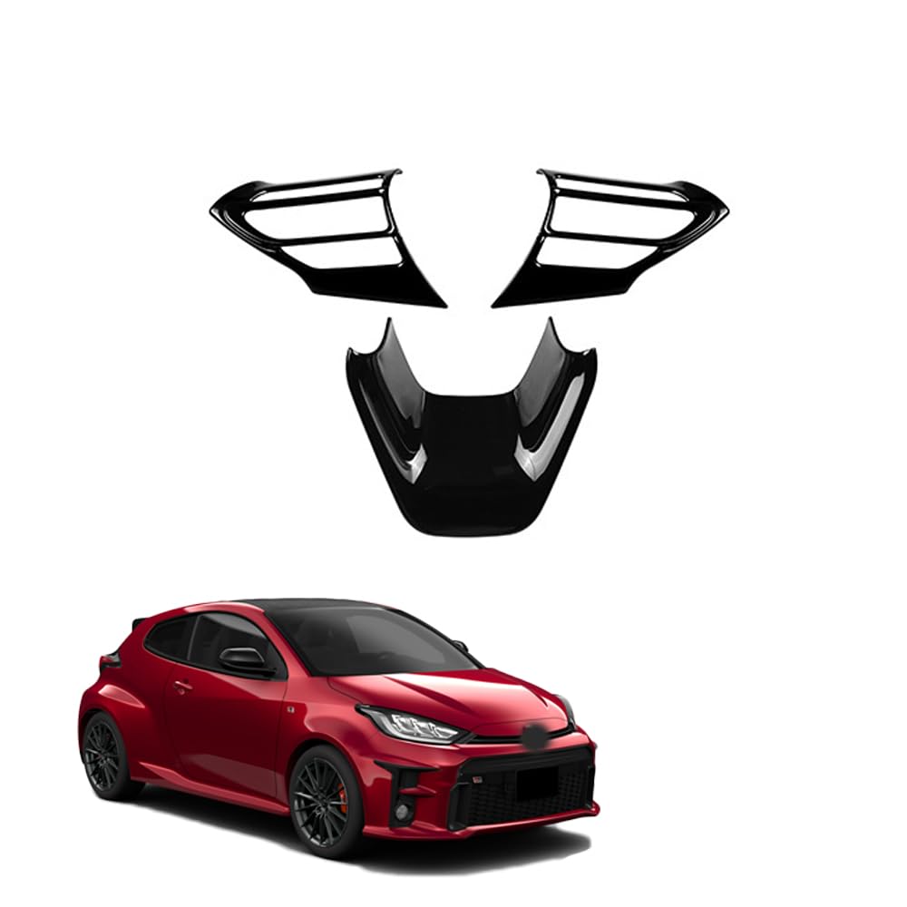 ヤリスクロス 10系Yaris（2020年9月～）カスタムパーツ ステアリングホイールステッカー ステアリングカバー ステアリングパネル ABS樹脂 車種専用設計 傷防止 耐摩耗性 内装パーツ 取り付け簡単3PCS ヤリスクロス アクセサリー (黒)