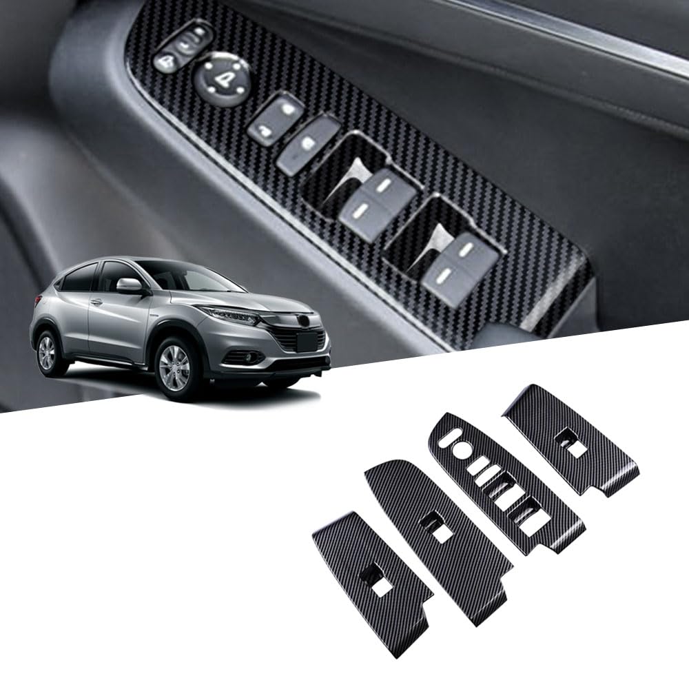 ヴェゼルRV/HRV HR-V XRV XR-V 内装部品 ウインドウスイッチパネル ドアガラスリフトボタンパネル スイッチパネル カスタマイズパーツ 傷つきにくい ABS素材 4PCSヴェゼルアクセサリー