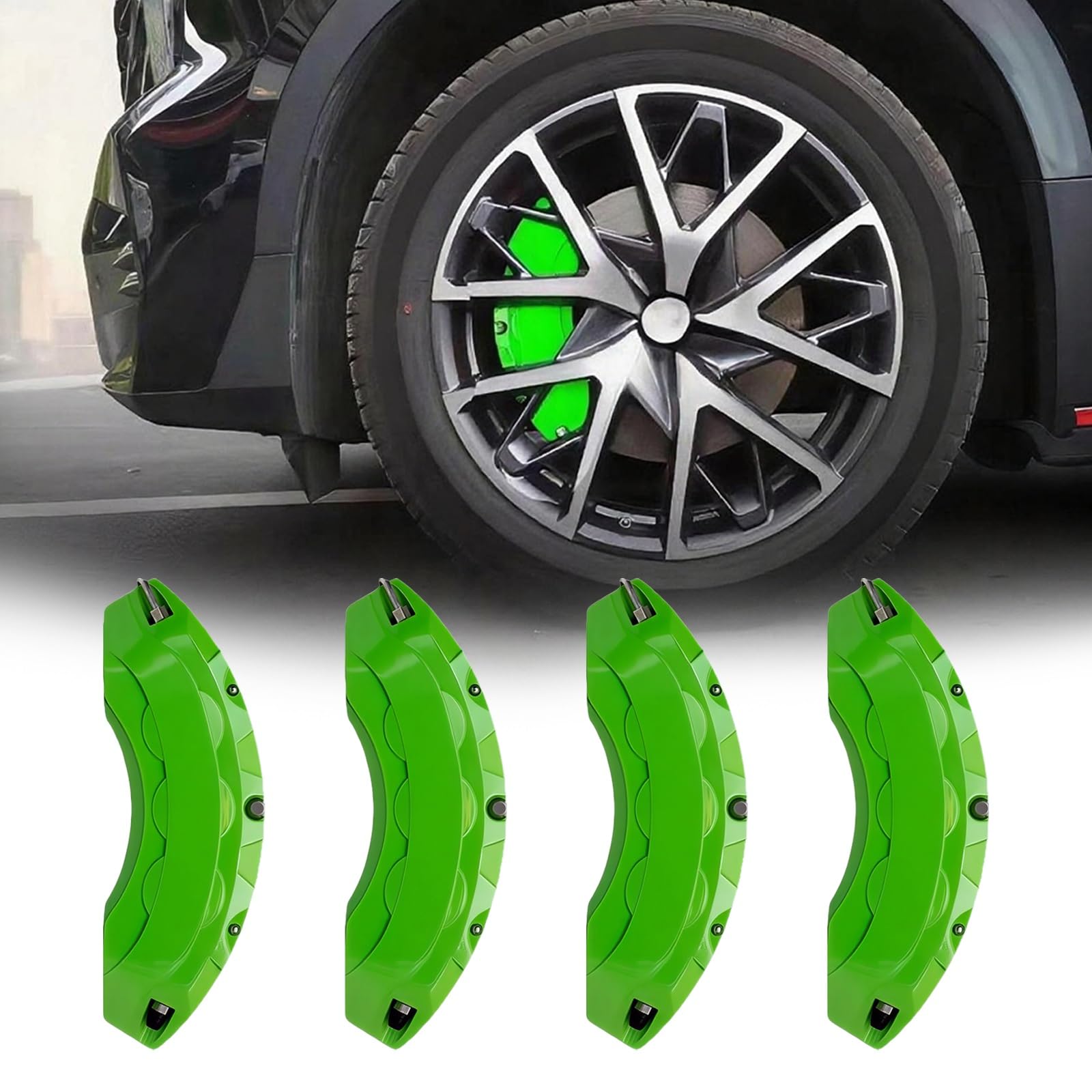 車の キャリパーカバー に適用 トヨタ ランドクルーザープラド 150系 2018年-2023年 高耐久?防塵設計 アルミ合金製 フロント&リア タイヤカバー キャリパー 前輪?後輪 保護 車種専用設計 ドレスアップ 外装用 ブレーキ ４点セッ(濃い緑)