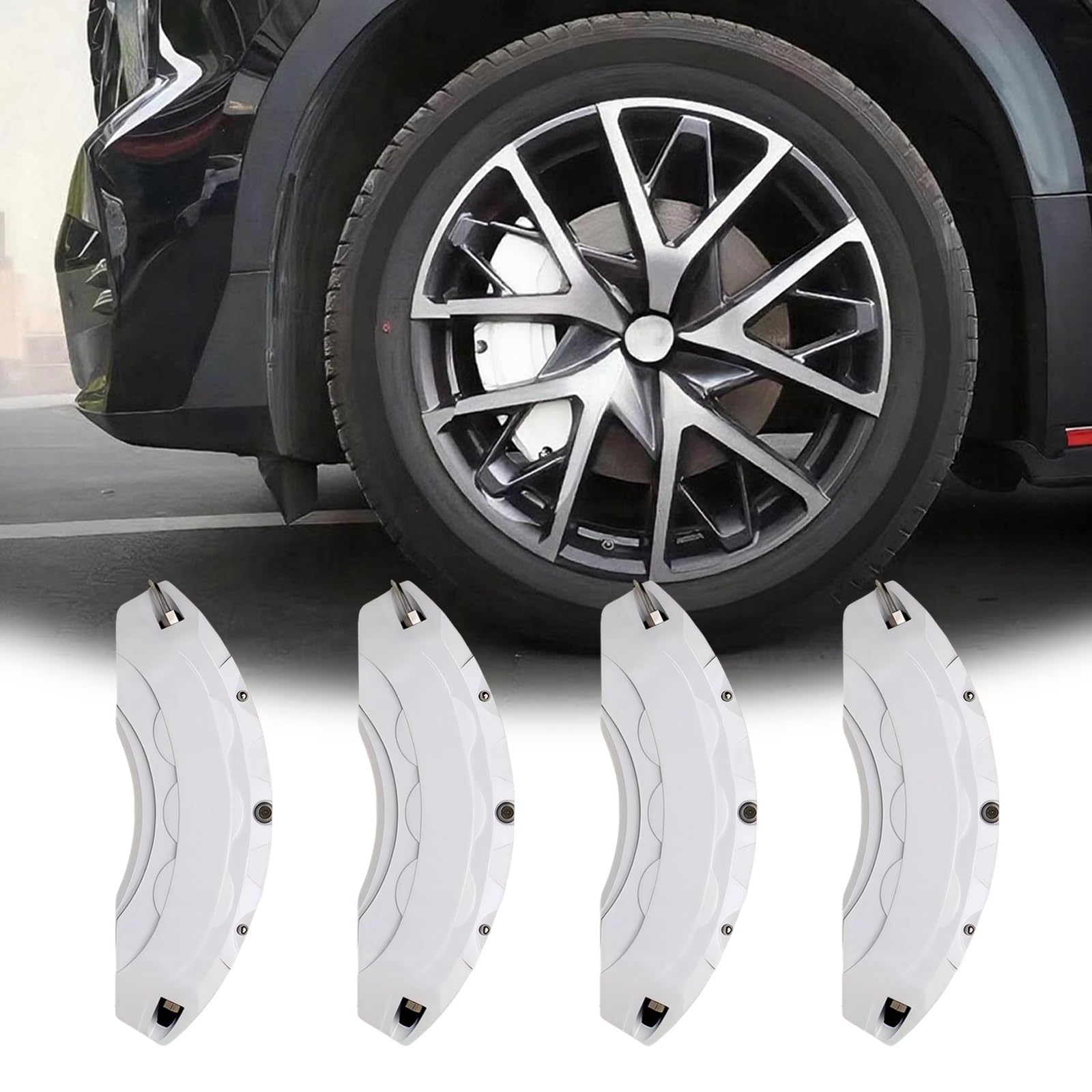 車の キャリパーカバー に適用 スバルアウトバックBS9型 2015年-2019年 高耐久?防塵設計 アルミ合金製 フロント&リア タイヤカバー キャリパー 前輪?後輪 保護 車種専用設計 ドレスアップ 外装用 ブレーキ ４点セッ(白)