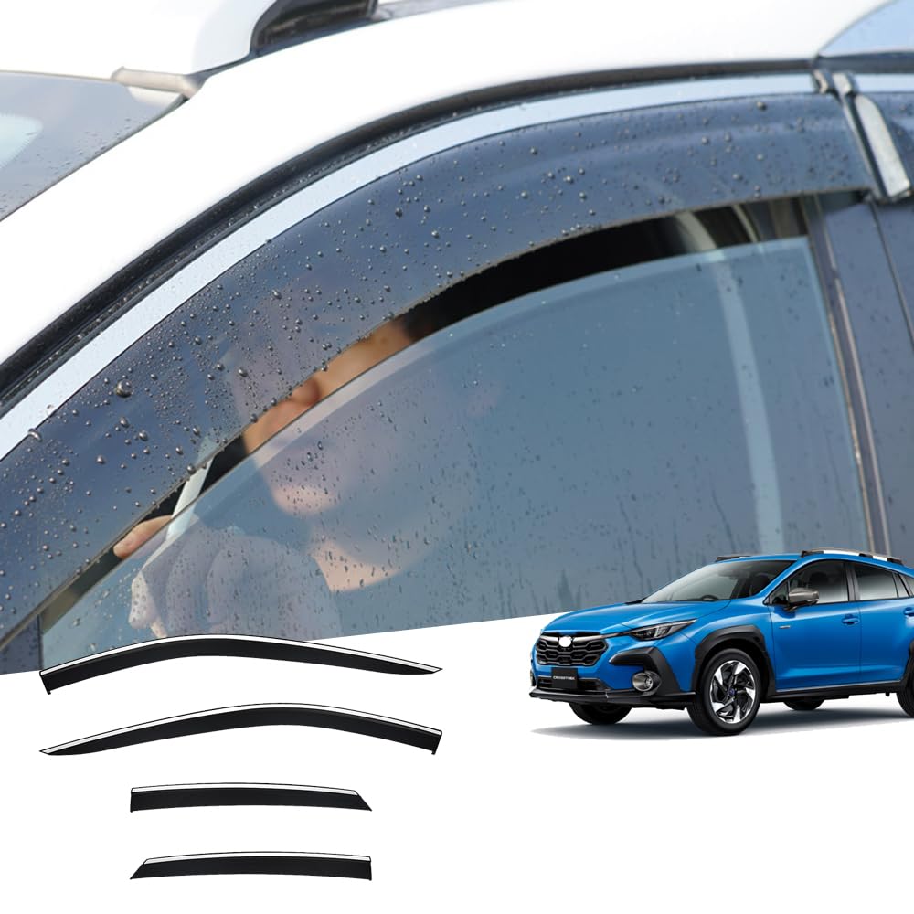 For 新型 クロストレック GU系 CROSSTREK 2022-2024 2025高級サイドドアサンバイザーサイドウィンドウサンバイザークロームトリム付きレインシールドウィンドウインテリアクロストレックアクセサリー
