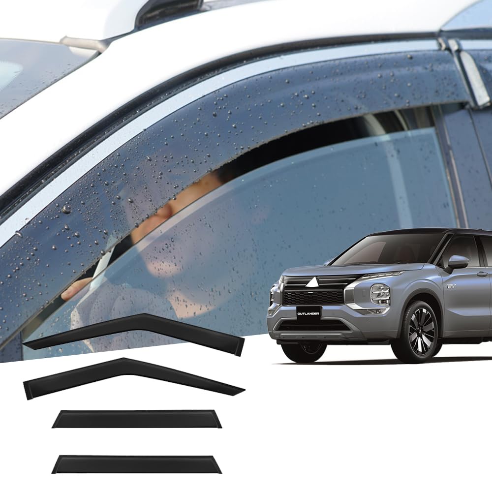 For 新型アウトランダー GN0W PHEV 3代目（2023~至今） 高級サイドドアサンバイザーサイドウィンドウサンバイザークロームトリム付きレインシールドウィンドウインテリアエ アウトランダースアクセサリー｜Linkselectshop