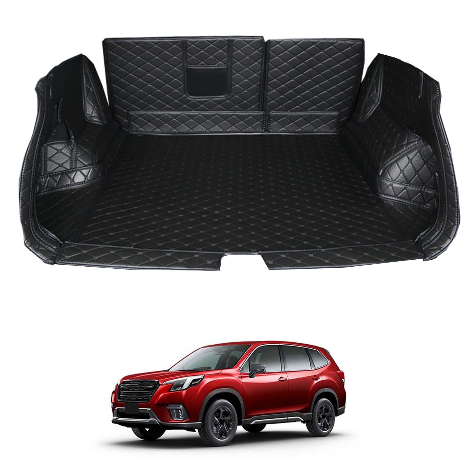 レザー ラゲッジ マット トランクマット スバル フォレスター Forester SK系 5代目新型式 SK5/SK9/SKE型 2018年7月～現行に適用 カーゴマット 防水 耐摩擦 耐汚れ 専用設計 アクセサリー インテリア 滑り止め カスタマイズ可能なポケット付き｜Linkselectshop