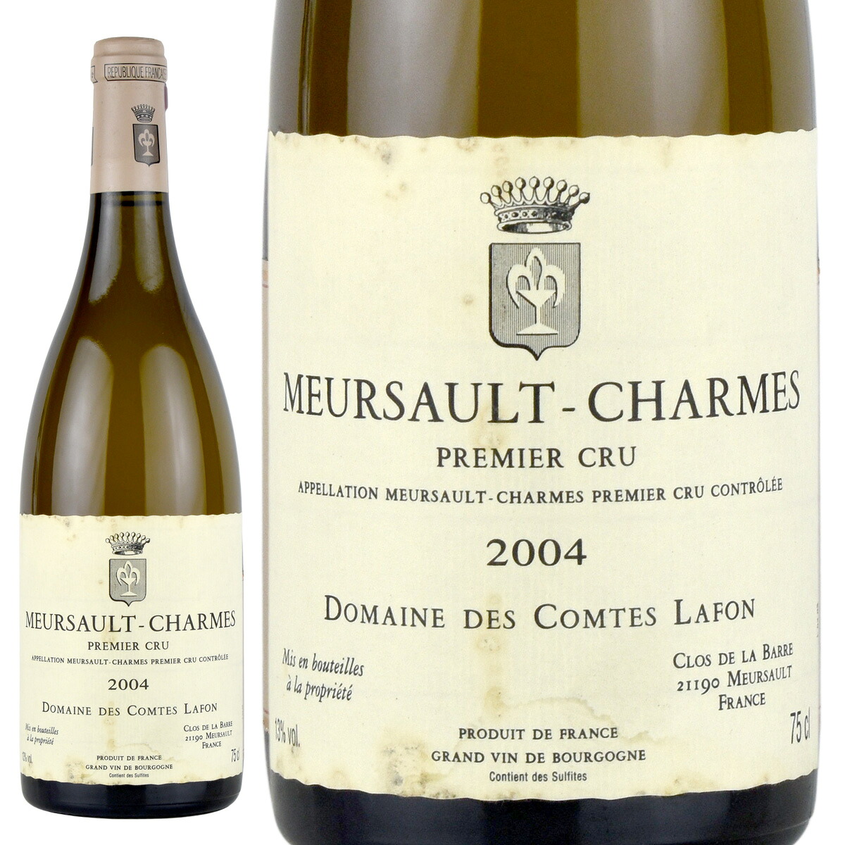【ラベル汚れアリ】【クール便・送料無料】 コント ラフォン ムルソー シャルム 2004 COMTES LAFON MEURSAULT CHARMES 2004 ブルゴーニュ 白ワイン 750ml｜カーヴ・ド・リンク