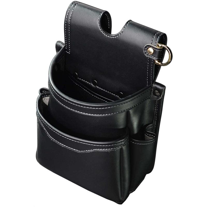 フジ矢(Fujiya) 腰袋薄型2段 黒金 LIGHT PU LEATHER SERIES AB-32BG