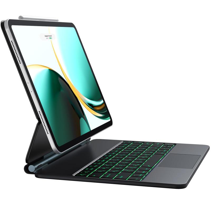 マジックipad air 13インチ キーボード (M2, 2024) 7色バックライト付き マジックBluetoothキーボード、ホバースタンドワイヤレスキーボード ipad 12.9 第6世代 2022/第5世代 2021/第4世代 2020/第3|LINO select店