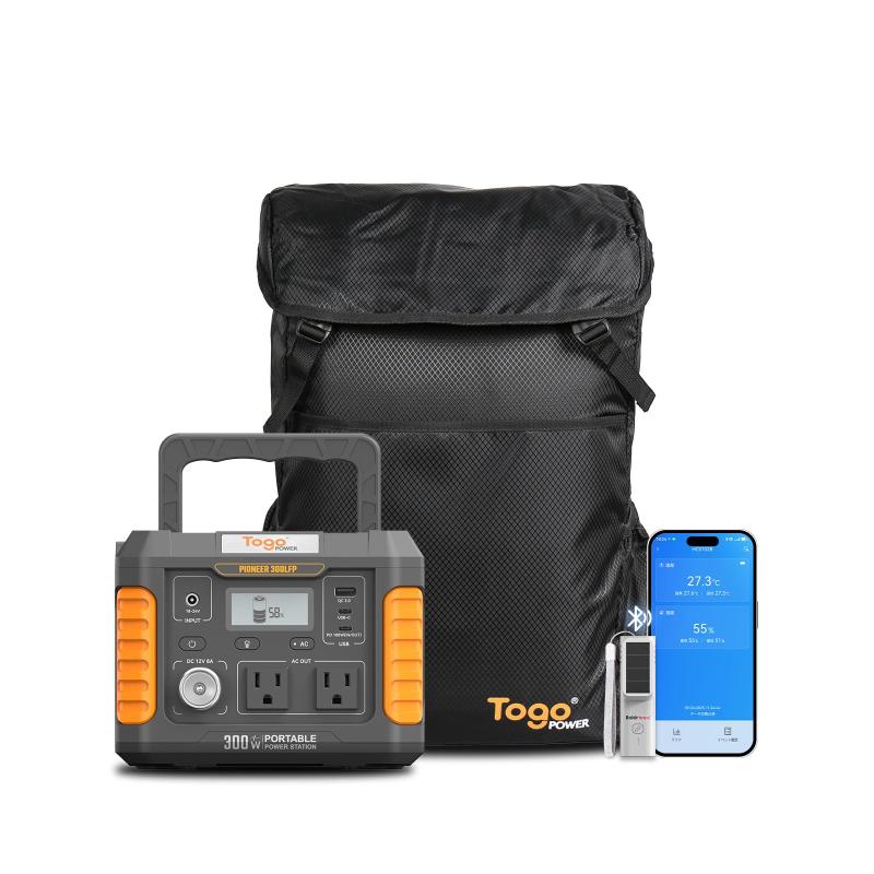Togo Power ポータブル電源 ソーラーパネル セット 小型 177Wh/300W 純正弦波 AC100V 50Hz/60Hz対応 55200mah 太陽光パネル 25%高変換効率 軽量 単結晶 ソーラー発電機 家庭用 折りたたみ式 防災グッズ 非