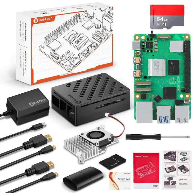 h 5 8GB セット 5 8gb 本体 技適マーク付き/ 64 GB メモリカード/ 5.1V 5 A Type C電源/ 2 Micro HD Out ケーブル/ABSケース/アクティブクーラ/USBカードリーダ/スクリュードライバ/説|LINO select店