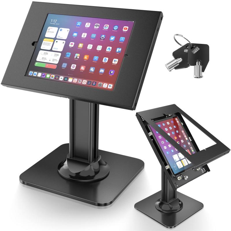 アンチ盗難iPadキオスクスタンド – POSセキュリティ&ロックタブレットスタンド – 重い台座 360°回転 75°傾斜ブラケット – iPad/Air/Pro用小売ビジネスに最適|LINO select店