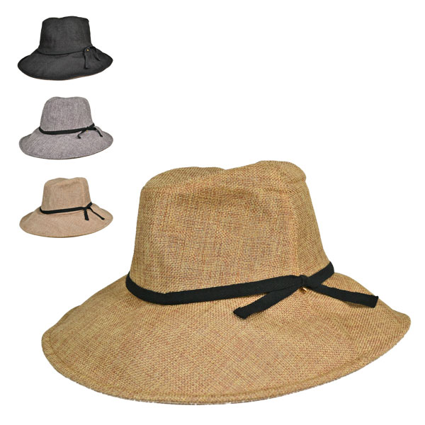 楽天市場 リネトロンレディース広つばハット 帽子 春夏 つば広 日よけ たためる 持ち運び 婦人 レディース 楽ギフ 包装 帽子屋かぶりた屋