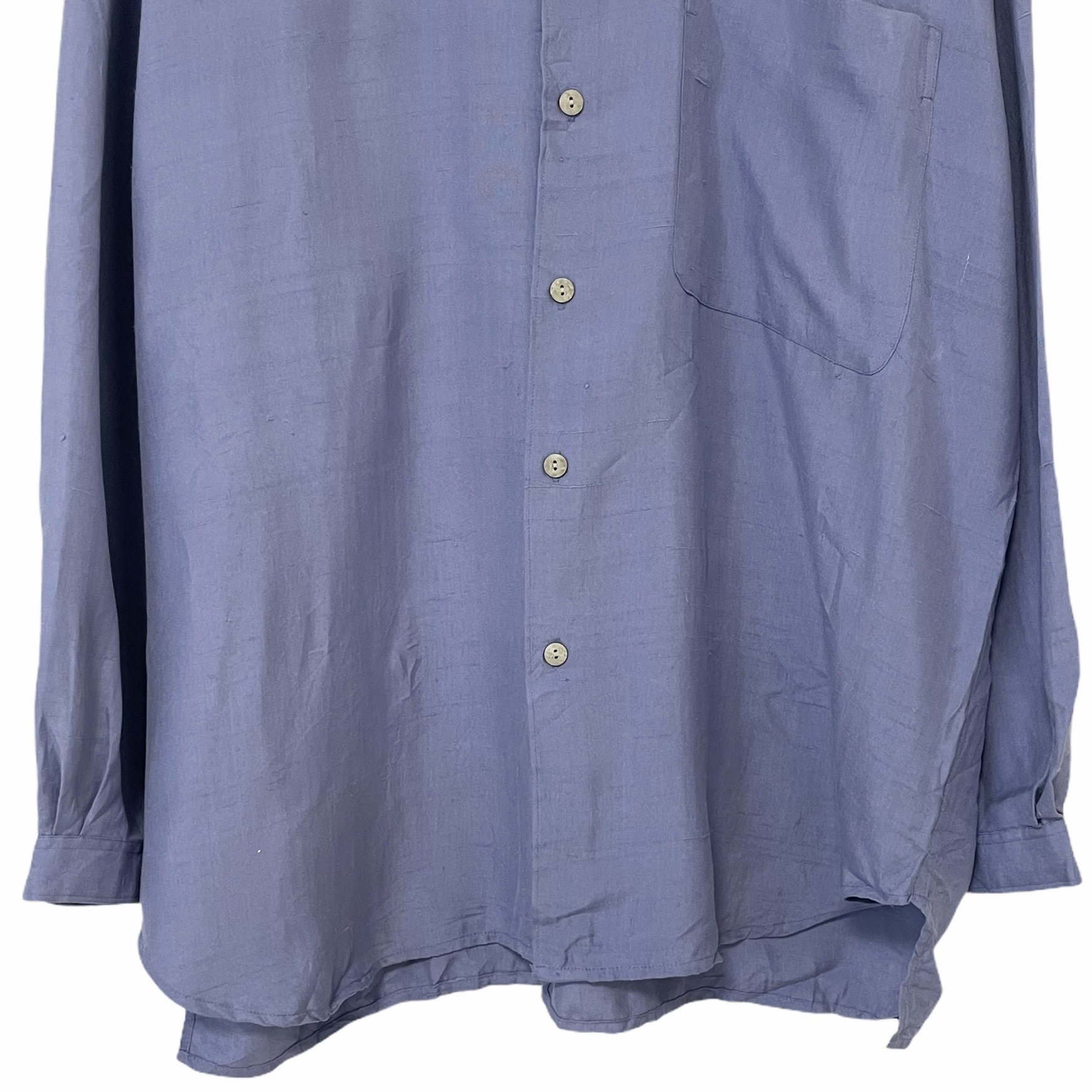 Dead Stock 90 S Phiz Silk Shirt Band Collar Grape デッド備蓄 フィズ ティーシャツ 絹 群れ襟 瓦燈青味 Damienrice Com