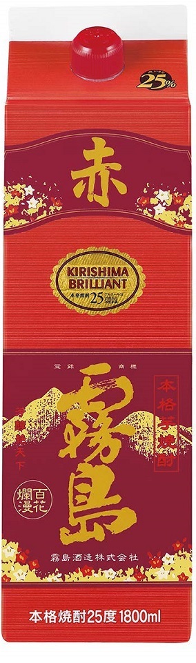 【送料無料】 霧島酒造 赤霧島 芋 25度 パック 1800ml1.8L×6本/1ケース 【北海道・沖縄県・東北・四国・九州地方は必ず送料が掛かります】