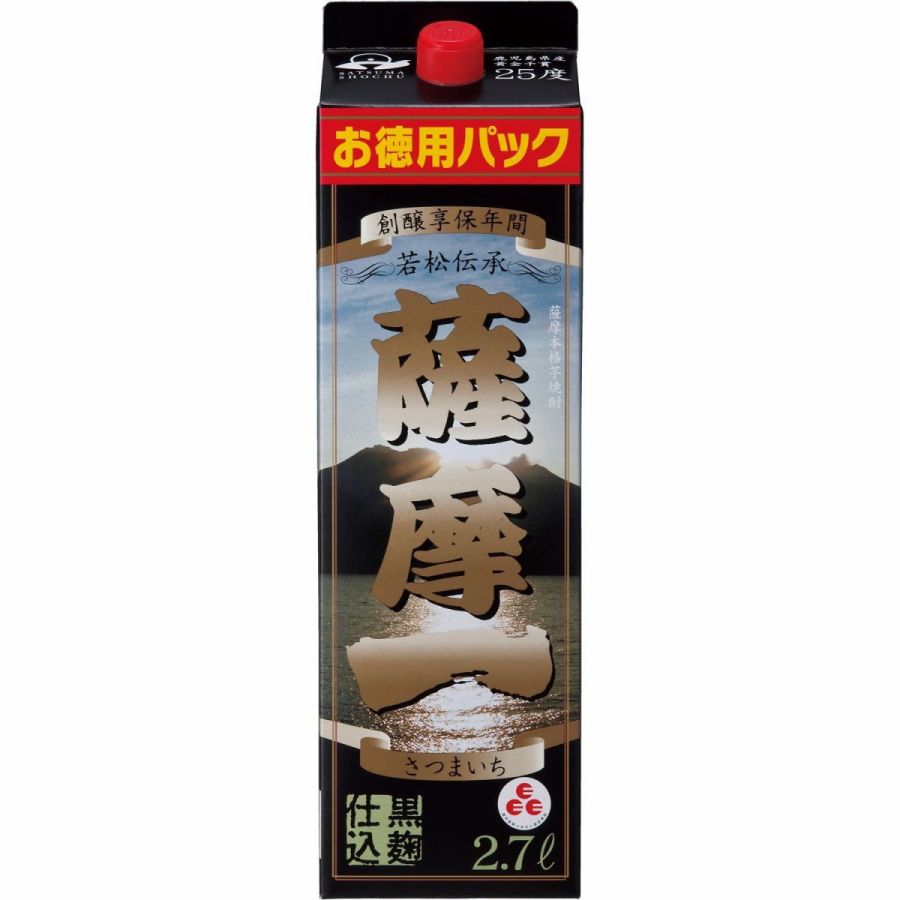 上等 25は全品P3倍 若松酒造 薩摩一 芋 25度 2700ml 2.7L ×8本