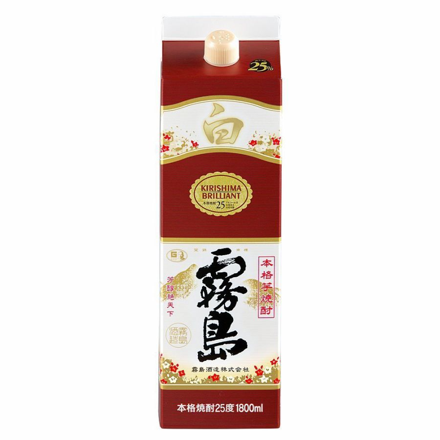 【最強配送】【送料無料】霧島酒造 白霧島 芋 25度 チューパック 1800ml 1.8L×12本 【北海道・沖縄県・東北・四国・九州地方は必ず送料が掛かります】
