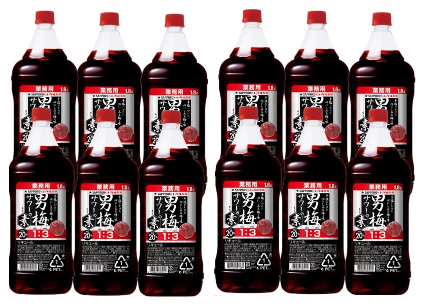 【モバイルユーザー限定先着最大3900円OFF】【最強配送】【送料無料】 サッポロ 男梅サワーの素 20度 1800ml 1.8L×12本 【北海道・沖縄県・東北・四国・九州地方は必ず送料がかかります】 男梅 サワー リキュール うめ 梅 ウメ 梅干しサワー