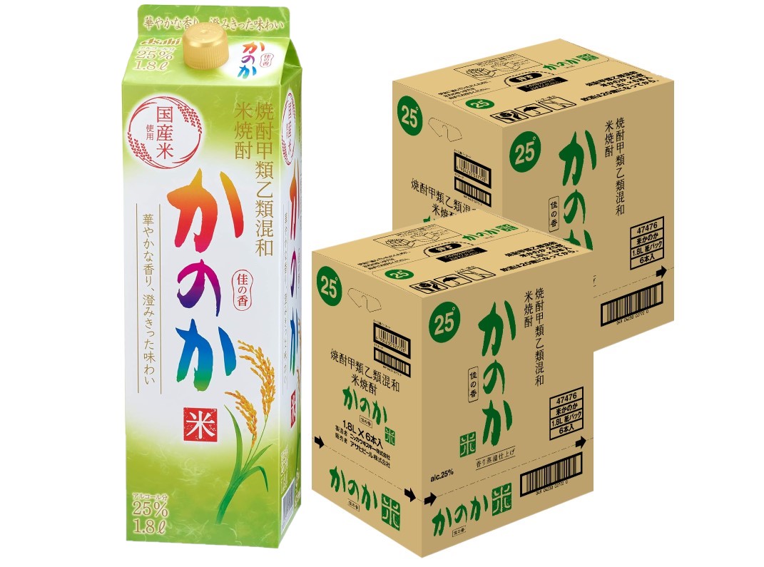【モバイルユーザー限定先着最大3900円OFF】【送料無料】 アサヒ 甲乙混和 かのか 米 こめ焼酎 パック 1800ml 1.8L×2ケース/12本 【北海道・沖縄県・東北・四国・九州地方は必ず送料がかかります】