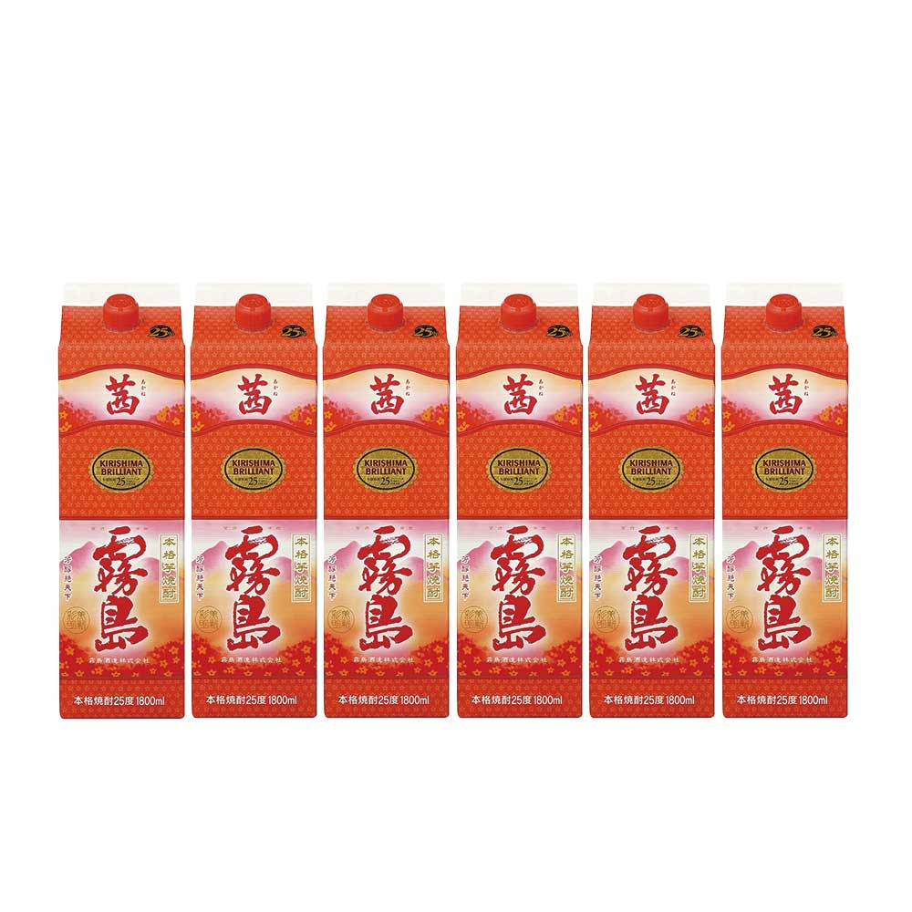 【送料無料】 霧島酒造 茜霧島 25度 パック 1800ml 1.8L×6本 【北海道・沖縄県・東北・四国・九州地方は必ず送料がかかります】