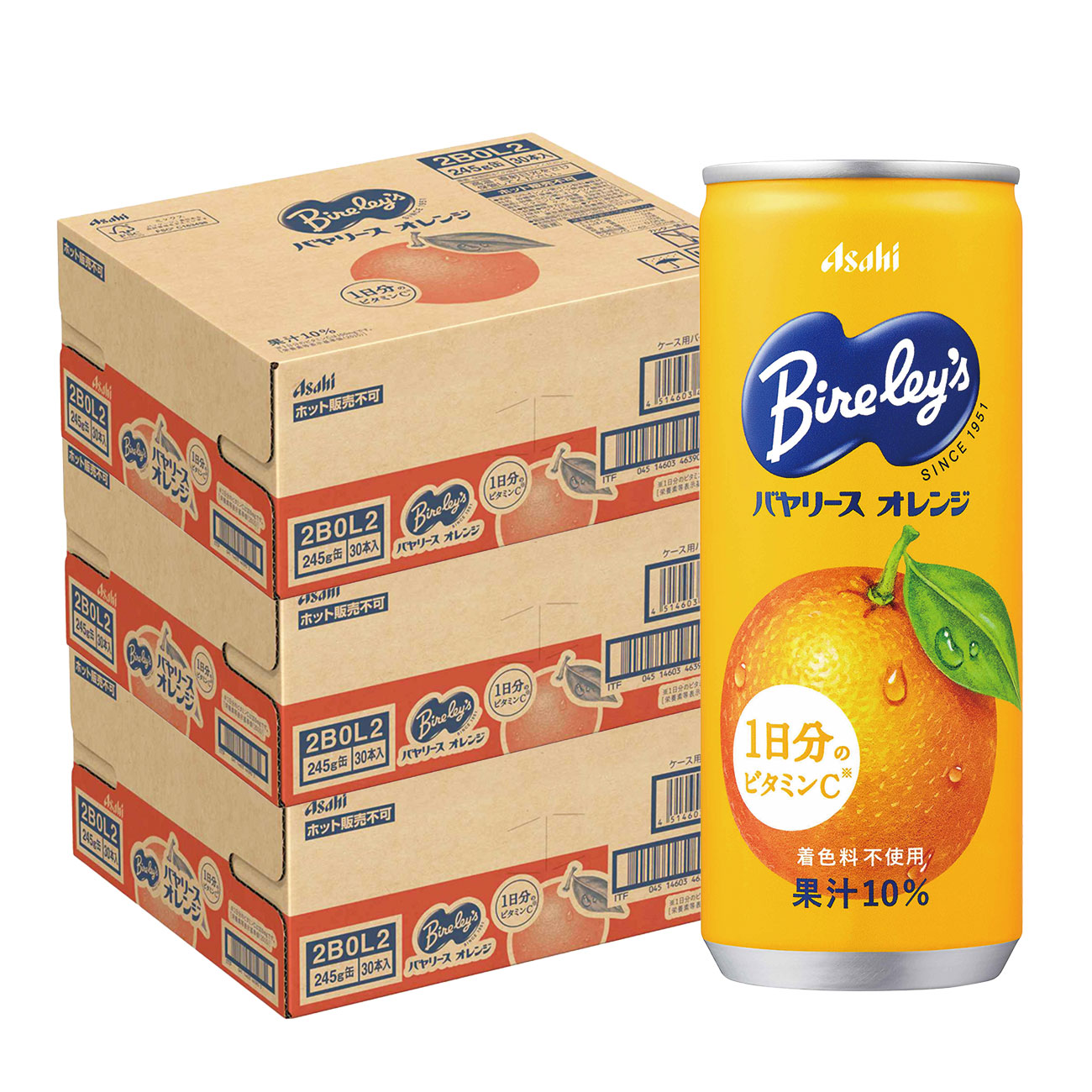 専用　バヤリースオレンジジュース 3ケース／30本入り アサヒ バヤリースすっきりオレンジ缶245g ×30本（1ケース