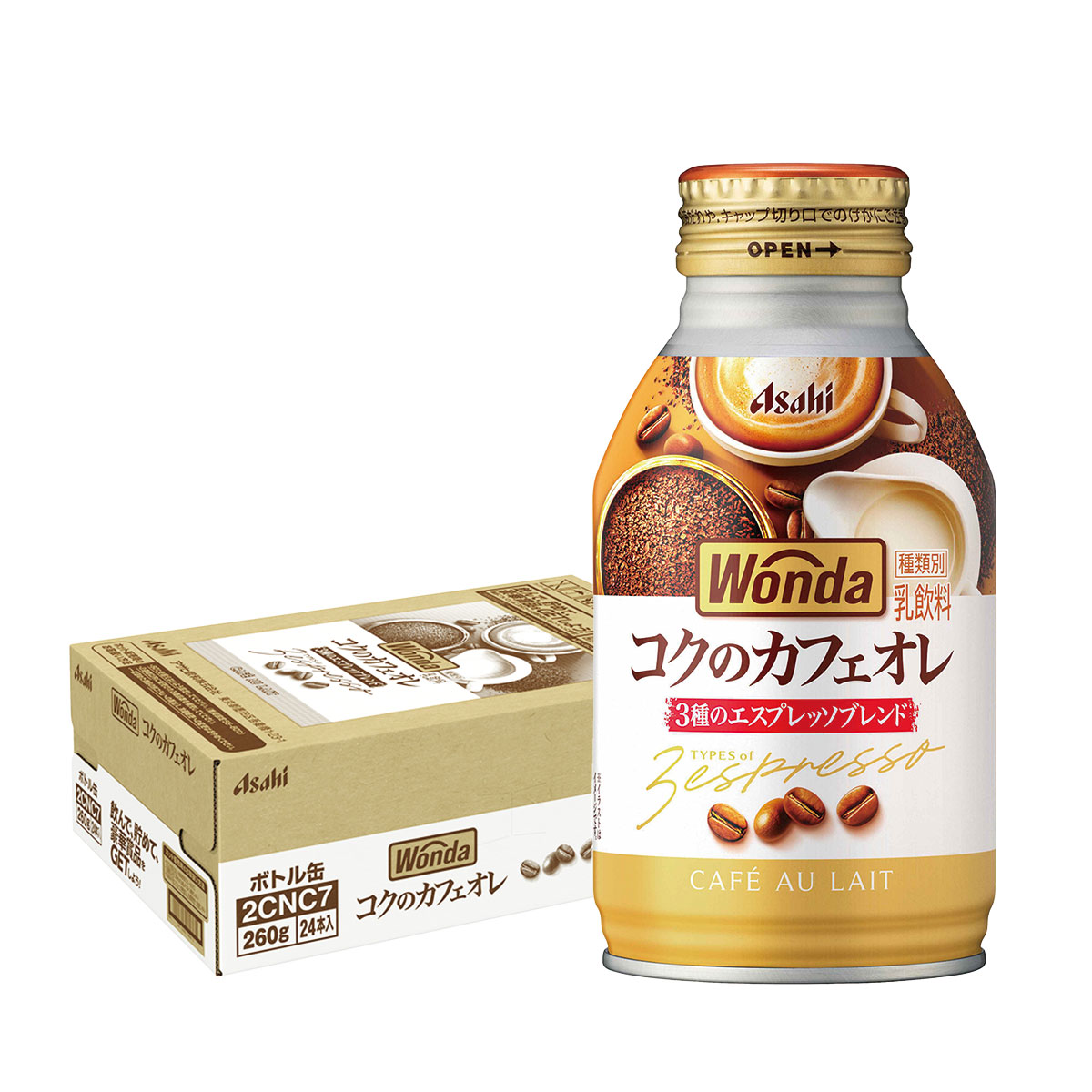 楽天市場】アサヒ WONDA ワンダ コクのカフェオレ 260gボトル缶