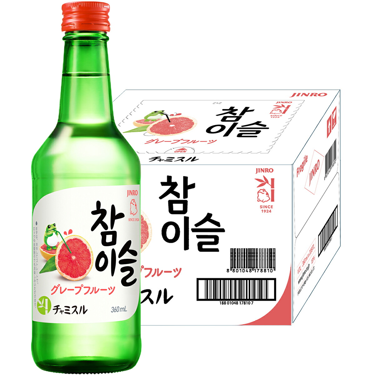 【最強配送】【送料無料】 眞露 JINRO チャミスル グレープフルーツl 13度 360m×20本 【北海道・沖縄県・東北・四国・九州地方は必ず送料が掛かります】
