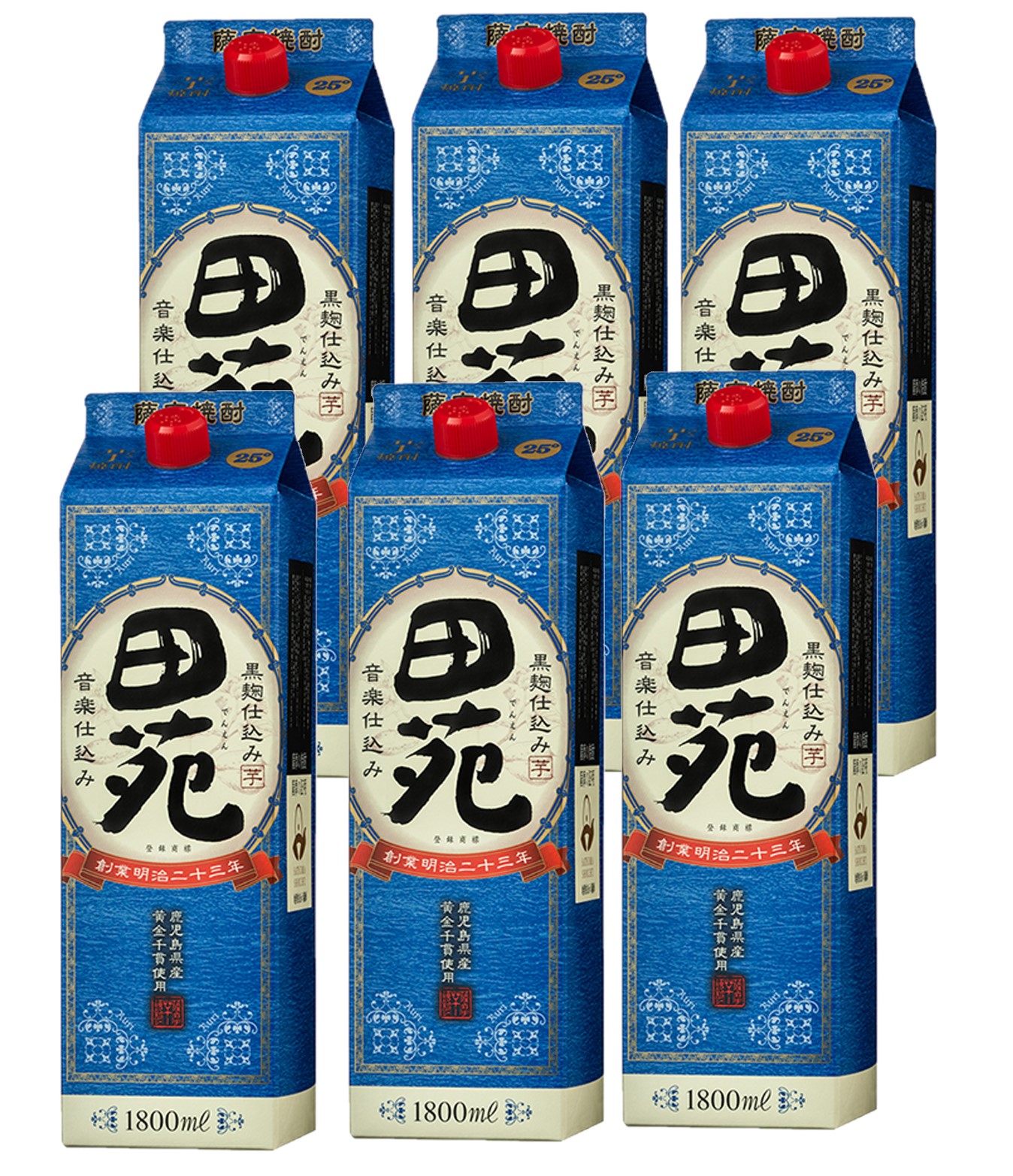 【送料無料】 田苑酒造 田苑 芋 瑠璃ラベル 25度 パック 1800ml 1.8L×1ケース/6本 【北海道・沖縄県・東北・四国・九州地方は必ず送料がかかります】