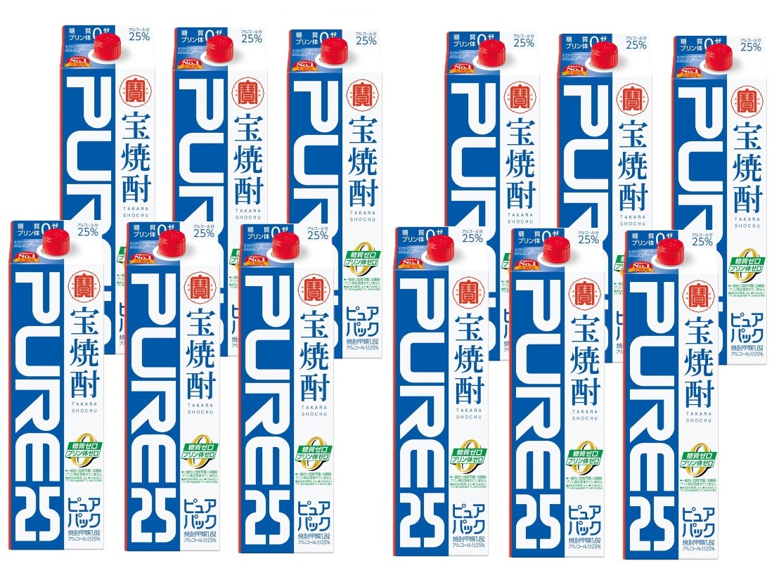 【最強配送】【送料無料】 タカラ 宝焼酎 ピュアパック 25度 1.8L 1800ml×2ケース/12本 【一部地域送料無料対象外】