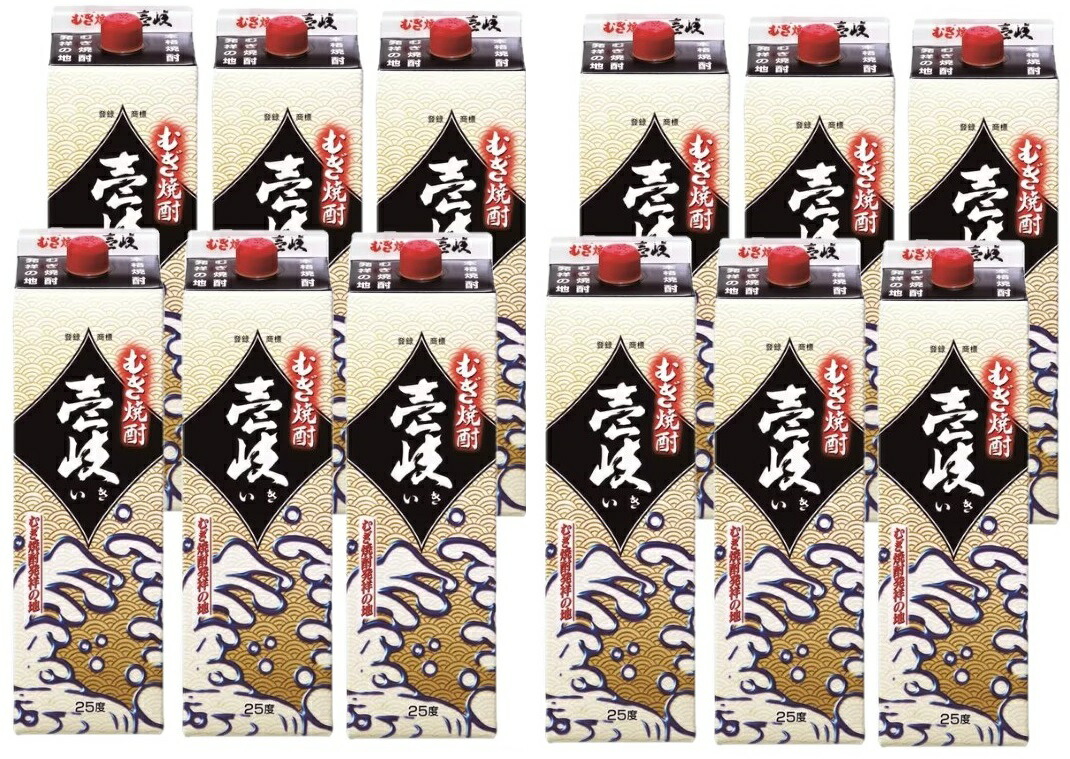 【モバイルユーザー限定先着最大3900円OFF】【送料無料】 玄海酒造 本格焼酎 むぎ焼酎 壱岐 いき 25度 パック 1800ml 1.8L×2ケース/12本 【北海道・沖縄県・東北・四国・九州地方は必ず送料がかかります】