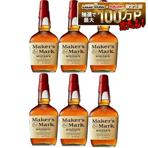 【送料無料】バーボンウイスキー メーカーズマーク 45度 1000ml 1L&times;6本【北海道・沖縄県・東北・四国・九州地方は必ず送料が掛かります】｜リカーBOSS 店 18,249円