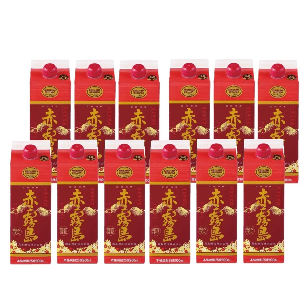 【送料無料】 霧島酒造 赤霧島 スリムパック 25度 900ml×2ケース/12本 【北海道・沖縄県・東北・四国・九州地方は必ず送料がかかります】 あかきり 本格焼酎 芋焼酎 霧島