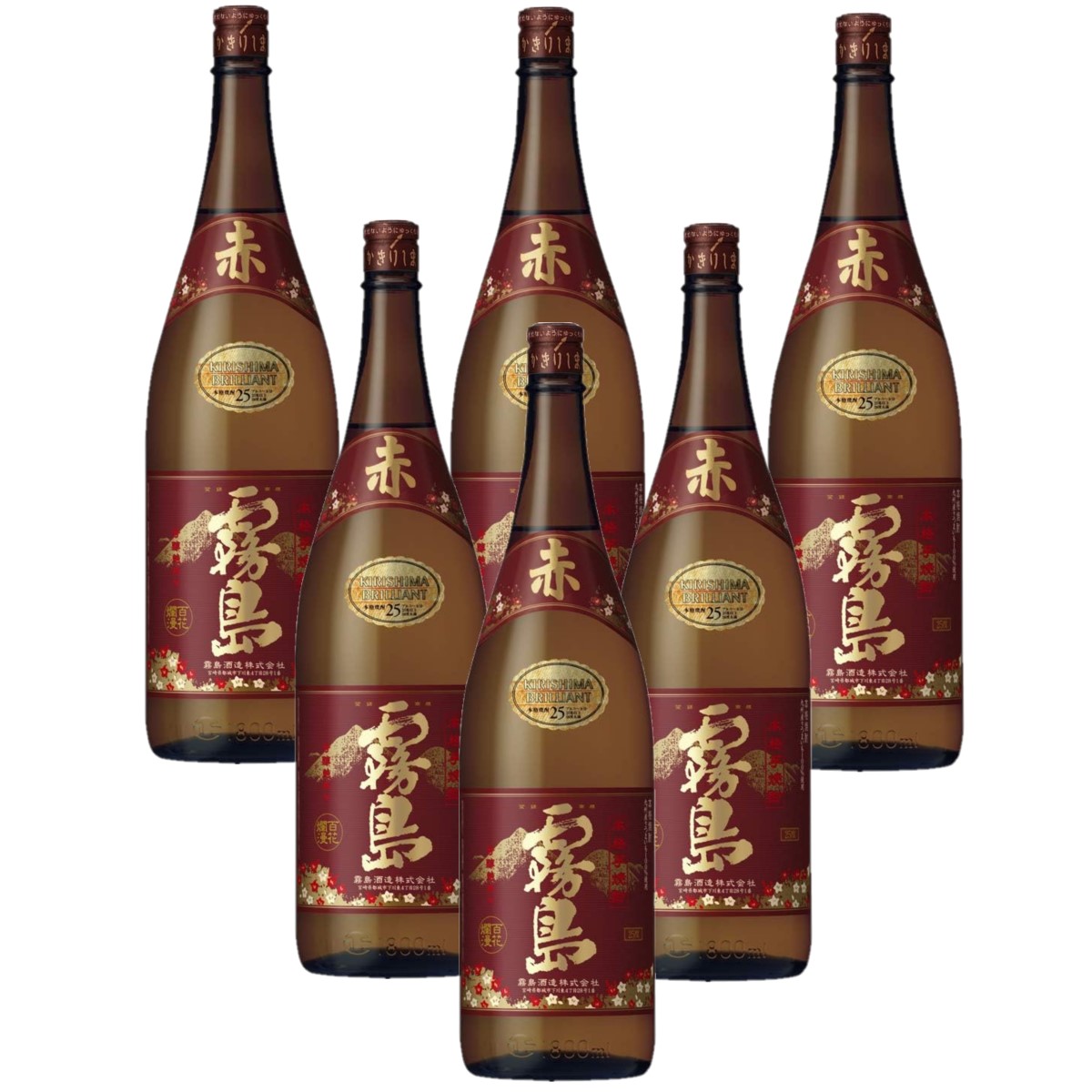 4/4 20:00～4/10までP3倍 【送料無料】 霧島酒造 赤霧島 芋 25度 1800ml 1.8L×1ケース/6本 【一部地域送料無料対象外】 あかきり 本格焼酎 芋焼酎 霧島