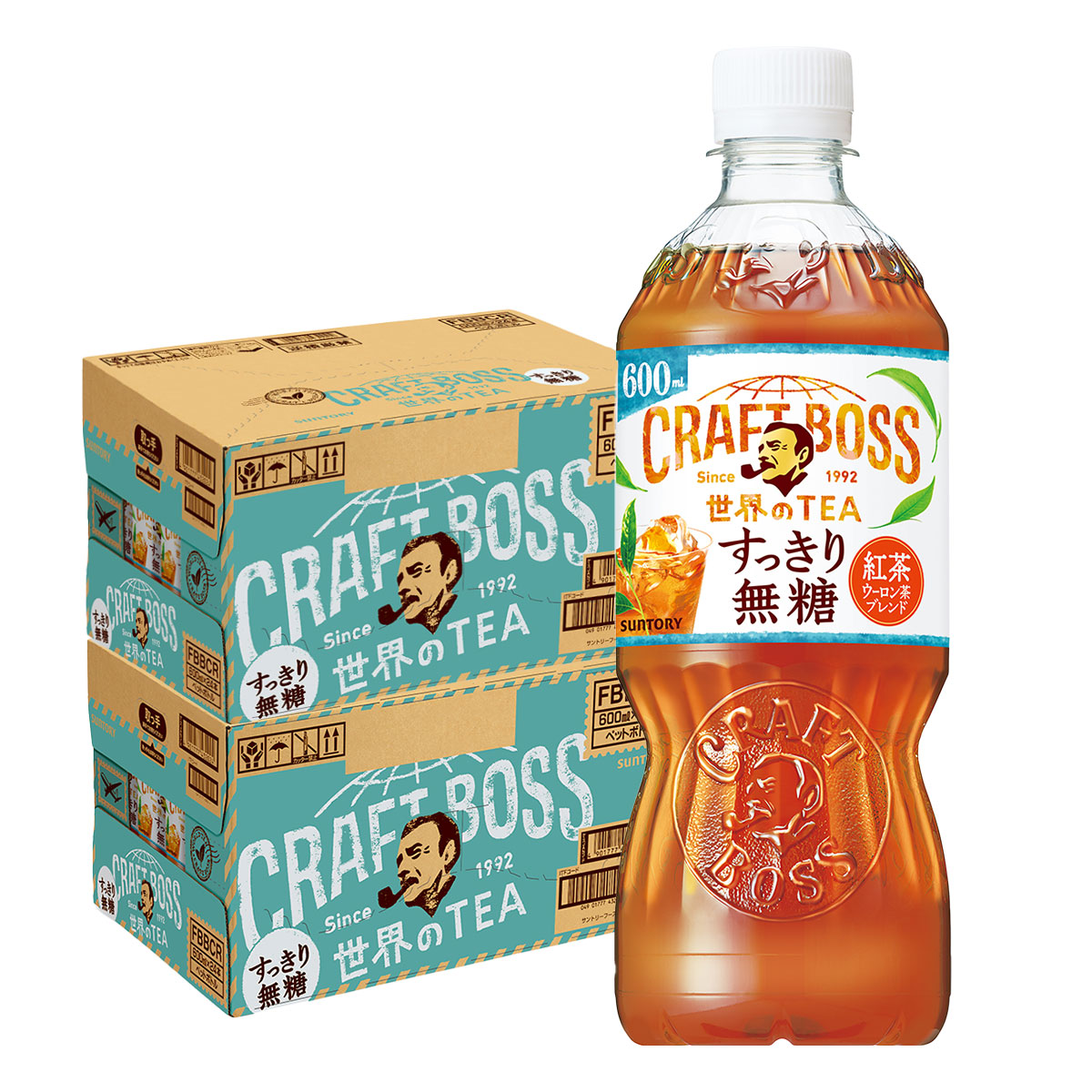 【送料無料】 サントリー BOSS クラフトボス 世界のTEA すっきり無糖 600ml×2ケース/48本 烏龍茶 紅茶 無糖