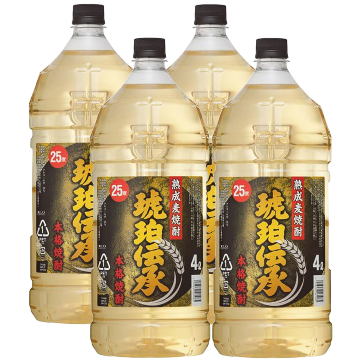【最強配送】【送料無料】福徳長酒類 熟成麦焼酎 琥珀伝承 25度 4000ml 4L×4本/1ケース【一部地域送料無料対象外】|リカーBOSS 店