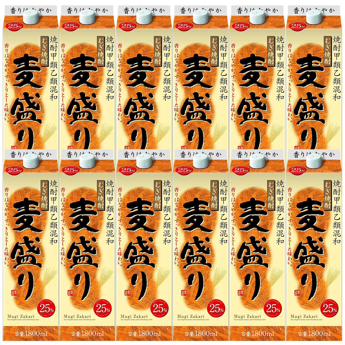 【最強配送】【送料無料】合同酒精 甲乙混和麦焼酎 麦盛り 25度 パック 1800ml 1.8L&times;2ケース/12本【北海道・沖縄県・東北・四国・九州地方は必ず送料が掛かります】｜リカーBOSS 店