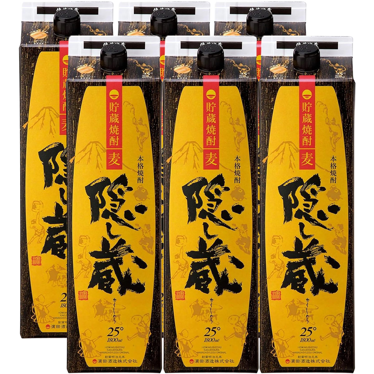 【最強配送】【送料無料】濱田酒造 隠し蔵 麦 25度 パック 1800ml 1.8L×6本/1ケース|リカーBOSS 店