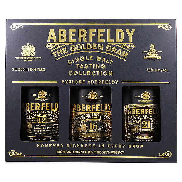 アバフェルディ ミニボトル 3本セット 200ml［並行輸入品］ 【ABERFELDY イギリス スコットランド スコッチウイスキー ハイランドモルト ポケットサイズ 贈り物 父の日 ギフト】