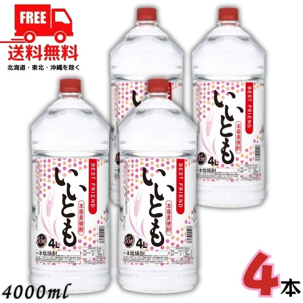 【送料無料】いいとも 焼酎 25度 4L ペット 1ケース 4本 4000ml 麦焼酎 雲海酒造【佐川急便限定】 【東北・北海道・沖縄・離島の一部を除く（東北は400円、北海道・沖縄はプラス1200円いただきます）】