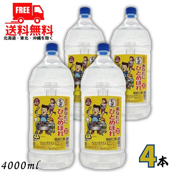 送料無料 あなたにひとめぼれ 20度 麦 4L ペット 1ケース 4本 4000ml 麦焼酎 都城酒造【東北・北海道・沖縄・離島の一部を除く(東北は400円、北海道・沖縄はプラス1200円いただきます)】|リカーアイランド