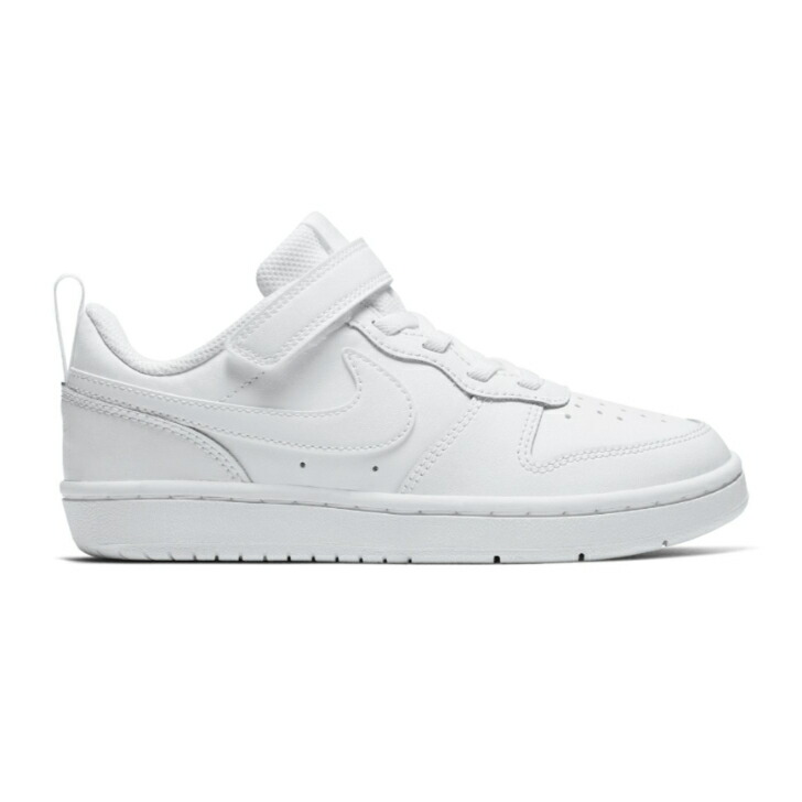 NIKE ナイキ COURT BOROUGH LOW2 PSV BQ5451 ホワイト(100) ジュニア キッズ　子供　コートコートバーロウ ダンス バスケット　 ローカット　 マジック 紐なし 通学 体育