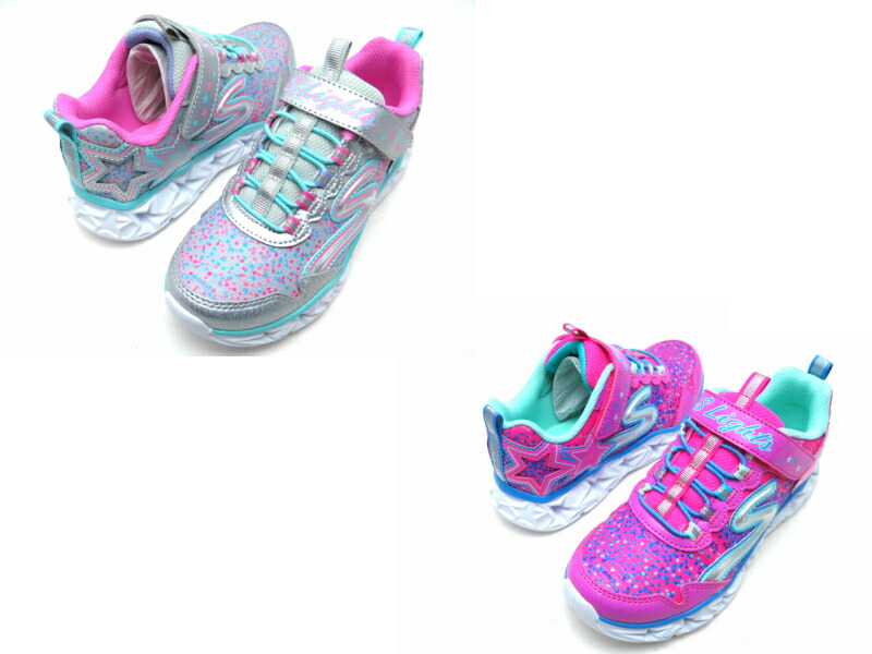 楽天市場 Skechers スケッチャーズ Garaxy Lights 109lキッズ ジュニアスニーカー 光る靴 紐なしライトアップスニーカー ｌｅｄ ベルクロシルバーマルチsmlt ネオンピンクマルチnpmt17cm 18cm 19cm cm 21cm 22cm Lise