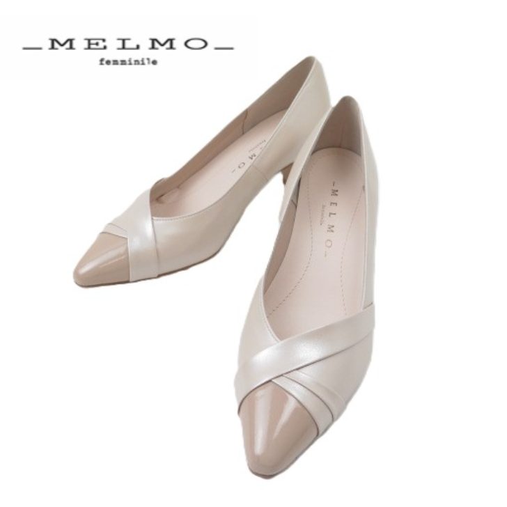 MELMO メルモ ML7850 ライトベージュコンビ(LBG/)レディース 婦人靴 パンプス ポインテッドトゥ Vカット冠婚葬祭 仕事 通勤 日本製|Lise