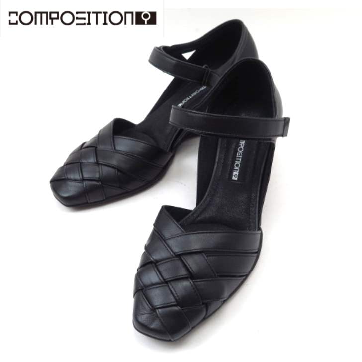 【セール】composition9 コンポジションナイン CP3046 ブラック(B) レディース 婦人靴 メッシュ ストラップ セパレート 本革 日本製 パンプス|Lise