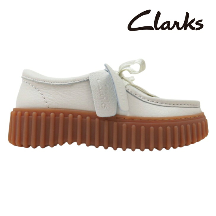 【セール】Clarks クラークス Torhill Bee26172085 オフホワイトレザートーヒルビー レディース モカシン シューズ 厚底 カジュアル ワラビー レースアップ｜Lise