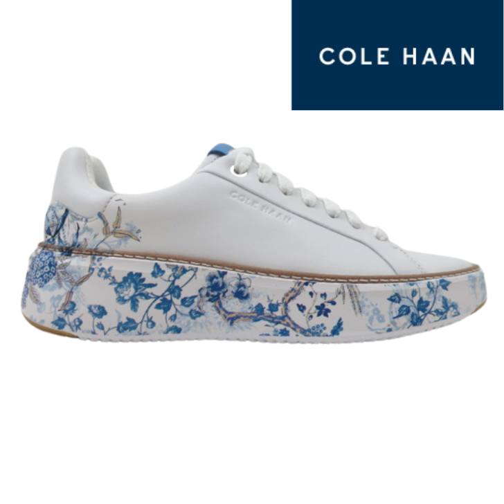 COLE HAAN 電話を掛けるハーン GP TOPSPIN SNEAKERW30045 白いこと/青色(W/BL)レディース  運動場労働者階級 とっ始め回転運動 庭球  心地好い  厚底 本革 なめし革 桜 花柄   軽さ レディース靴-靴-スニーカー