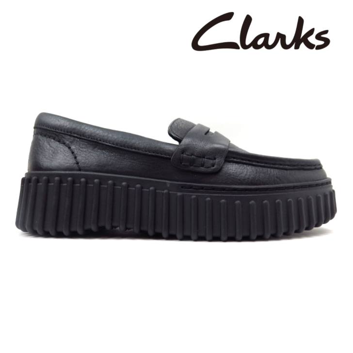 Clarks クラークス Torhill Penny ２６１７４８７０ ブラックレザー(BKLE) レディース トーヒル ペニー 厚底 ローファー ローカット カジュアル