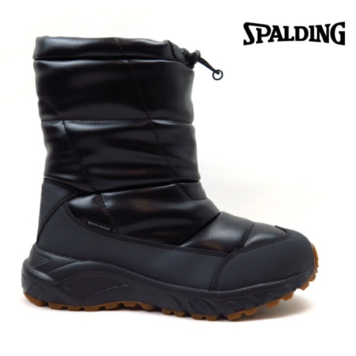 SPALDING スポルディング SFW4140 ブラックスノーブーツ スノーフィールド 雨合羽 ブーツ メンズ 遊撃手ブーツ ウィンターブーツ 成人男性靴 冬靴 ゆったり 幅ひろい 6E アキレス