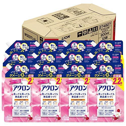 ケース販売 大容量 アクロン おしゃれぎ用洗剤 フローラルブーケの香り 洗濯洗剤 液体 詰め替え 900ml&times;12個セット｜リッスショップ　店