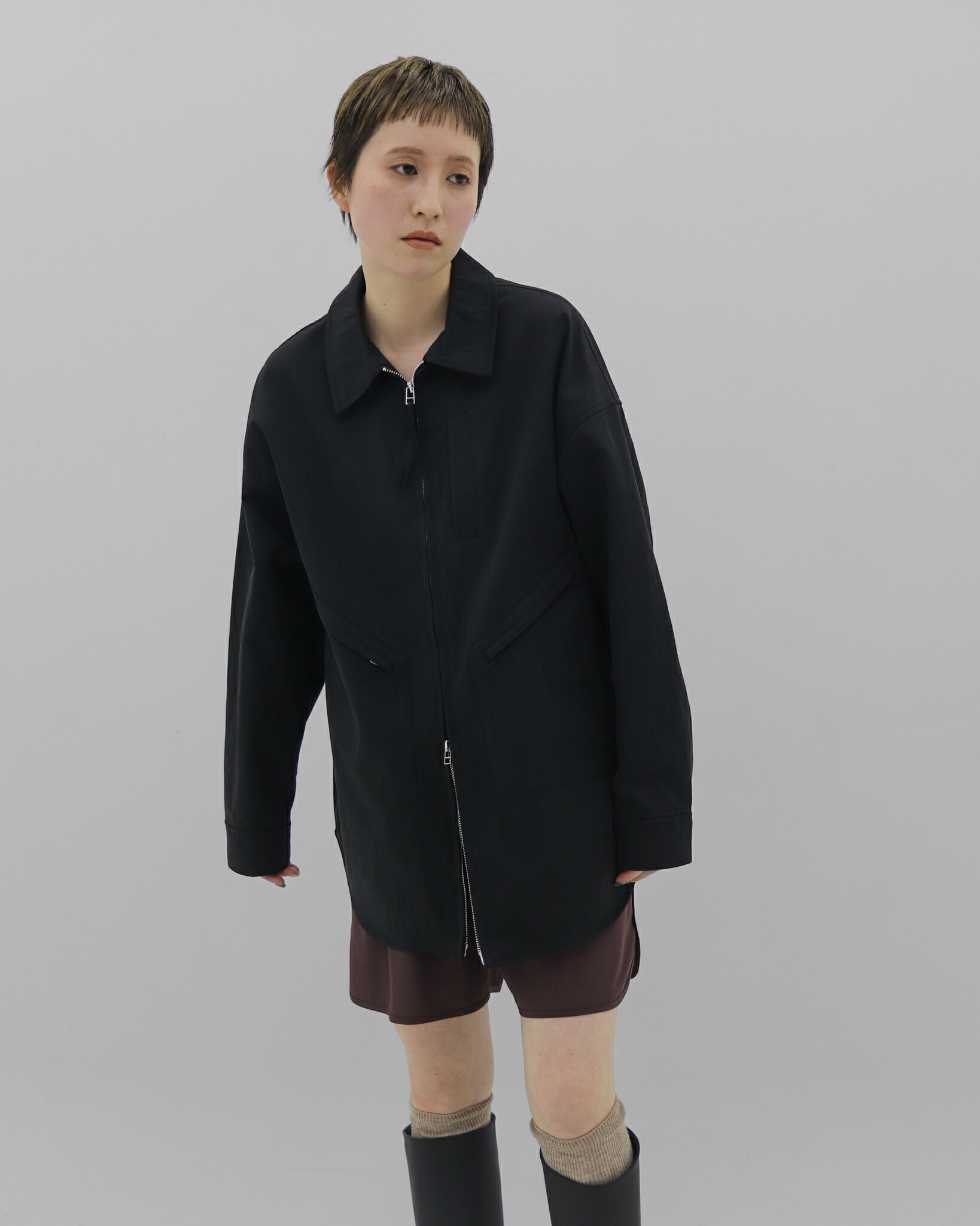 Twill Zip Shirt Jacket