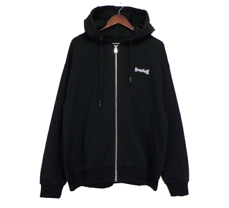 SupplieR 黒 パーカー フロントジッパー付き SUPPLIER パーカー SUPPLIER/サプライヤー Vintage Wash Pierced