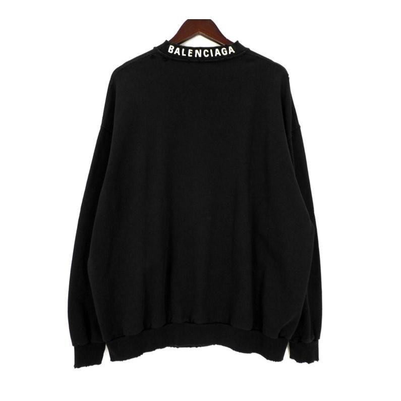 バレンシアガ BALENCIAGA 【 745007 TOVF3 Crash Logo Sweat 】 衝突製造 のど首ロゴタイプ 流汗 調教師 黒いこと 大いさ1 48959 【中古】 メンズファッション-トップス-スウェット・トレーナー